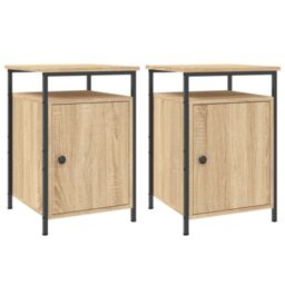 Berkfield Home Bedside Cabinets 2 pcs Sonoma Oak 40x42x60 cm Engineered Wood in Brown - Size: 40 x 42 x 60 cm - thumbnail 2