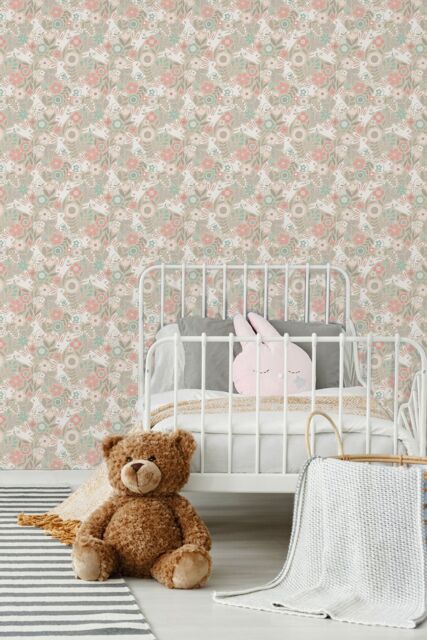 Hoopla Walls Bouncing Bunnies 10m Matt Wallpaper in Natural - image 1