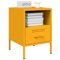 Berkfield Home Sturdy Bedside Cabinets 2 pcs Mustard Yellow 36x39x50.5 cm Steel