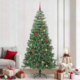 Berkfield Home Christmas Tree with 300 LEDs with Stand Green 240 cm PVC - thumbnail 1
