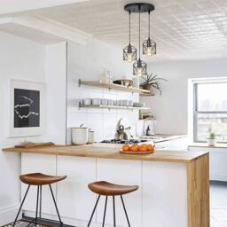 EONLION Vintage 3-Lights Industrial Flush Mount Pendant Lights E27 Fixture in Black - thumbnail 4