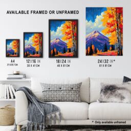 "Artery8 Denali Autumn Forest Alaska Mountain Landscape Framed Art Print in Orange - Size: W12"" x H16""" - thumbnail 3