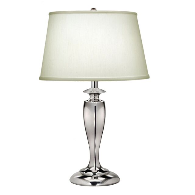 Loops Table Lamp Zinc Cast Pearl Supreme Satin Shade Polished Nickel LED E27 60W in Metallics