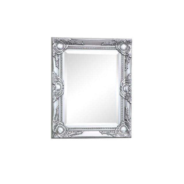 Melody Maison Ornate Silver Wall Mirror With Bevelled Glass 52cm X 42cm in Metallic Silver - Size: 52 cm X 42 cm - image 1