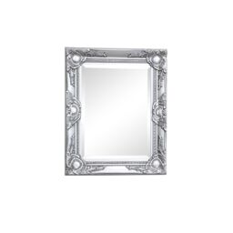 Melody Maison Ornate Silver Wall Mirror With Bevelled Glass 52cm X 42cm in Metallic Silver - Size: 52 cm X 42 cm