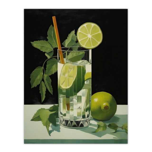 "Wee Blue Coo Wall Art Print Virgin Mojito Cocktail Green Kitchen Living Room - Size: W24"" x H32""" - image 1