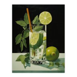 "Wee Blue Coo Wall Art Print Virgin Mojito Cocktail Green Kitchen Living Room - Size: W24"" x H32""" - thumbnail 1