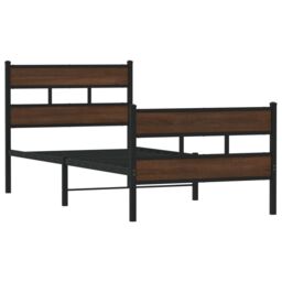 Berkfield Home Bed Frame without Mattress with Headboard & Footboard 75x190 cm Small Single in Brown - thumbnail 3