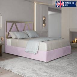 Casani Cliddesden Upholstered Soft Velvet Pink Metal Designer Bed Frame - Size: Single - thumbnail 5