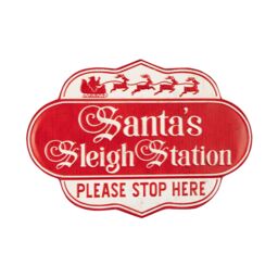 Samuel Alexander 51cm Red & White Metal Christmas Santa Sleigh Station Sign - thumbnail 9
