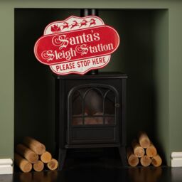Samuel Alexander 51cm Red & White Metal Christmas Santa Sleigh Station Sign - thumbnail 4