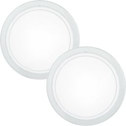 Loops 2 PACK Wall Flush Ceiling Light White Shade White Clear Glass Painted E27 1x60W - thumbnail 1