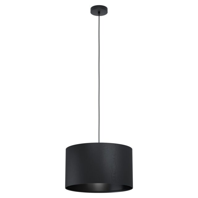 Loops Pendant Ceiling Light Colour Black Shade Round Black Fabric Bulb E27 1x40W - image 1