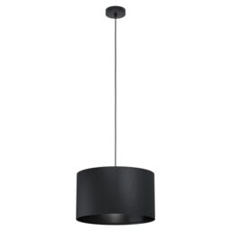 Loops Pendant Ceiling Light Colour Black Shade Round Black Fabric Bulb E27 1x40W - thumbnail 1