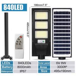 FLAVORA 3000W 840 LED Solar Street Light in Black - thumbnail 3