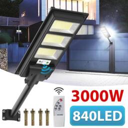 FLAVORA 3000W 840 LED Solar Street Light in Black - thumbnail 1