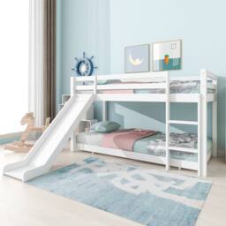 STILVORA Bed Frame 3ft Single with Slide White - Size: Junior - thumbnail 9