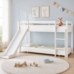 STILVORA Bed Frame 3ft Single with Slide White - Size: Junior - thumbnail 1