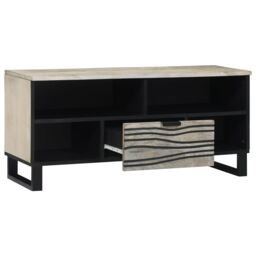 Berkfield Home Media Storage Cabinets & Racks with Drawer with Shelf with Storage White & Black - thumbnail 2