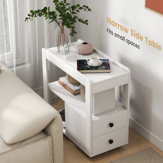 SPETLEK Side Table Narrow End Table-White in White - Size: 0.6m2 - image 1