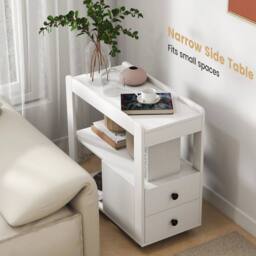 SPETLEK Side Table Narrow End Table-White in White - Size: 0.6m2 - thumbnail 1