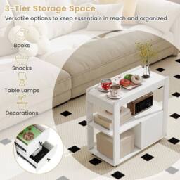 SPETLEK Side Table Narrow End Table-White in White - Size: 0.6m2 - thumbnail 5