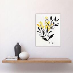 "Artery8 Abstract Botanical Yellow Black Leaves Fronds Wall Art Print - Size: W12"" x H16""" - thumbnail 4