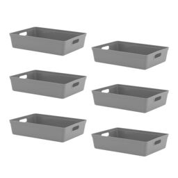 simpa 6L Plastic Studio Organiser Trays with Handles - Set of 6 in Grey - thumbnail 1