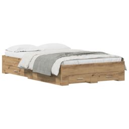 Berkfield Home Bed Frame with Drawers Artisan Oak 120x200 cm Engineered Wood in Brown - thumbnail 2