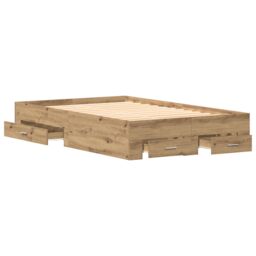 Berkfield Home Bed Frame with Drawers Artisan Oak 120x200 cm Engineered Wood in Brown - thumbnail 5