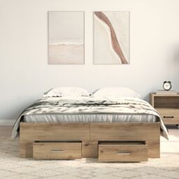Berkfield Home Bed Frame with Drawers Artisan Oak 120x200 cm Engineered Wood in Brown - thumbnail 4