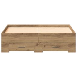 Berkfield Home Bed Frame with Drawers Artisan Oak 120x200 cm Engineered Wood in Brown - thumbnail 6