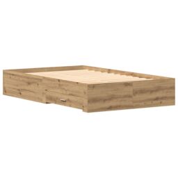 Berkfield Home Bed Frame with Drawers Artisan Oak 120x200 cm Engineered Wood in Brown - thumbnail 8