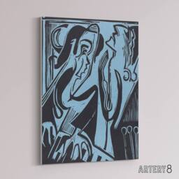 "Artery8 Abstract Pianist & Singer Kirchner Canvas Wall Art Print in Blue - Size: W18"" x H24""" - thumbnail 2
