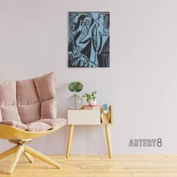 "Artery8 Abstract Pianist & Singer Kirchner Canvas Wall Art Print in Blue - Size: W18"" x H24""" - thumbnail 3