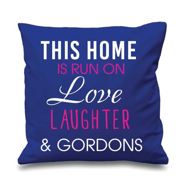 "60 SECOND MAKEOVER Blue Cushion Cover This Home Is Run By Love Laughter & Gordons 16"" x 16"" Mum Friend Gift Decorative Cushion Home"