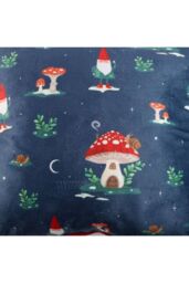 KDMD 35cm Square Gnome Print Cushion with Pom Poms in Blue - thumbnail 3