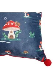 KDMD 35cm Square Gnome Print Cushion with Pom Poms in Blue - thumbnail 4