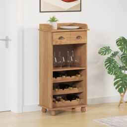 Berkfield Home Wine Cabinet ASKIM with 12 Bottle Holders Honey Brown Solid Wood Pine