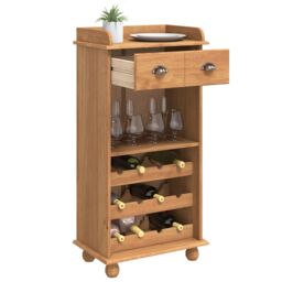 Berkfield Home Wine Cabinet ASKIM with 12 Bottle Holders Honey Brown Solid Wood Pine - thumbnail 3