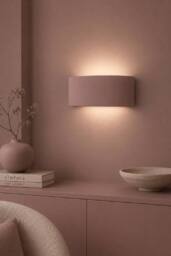 ValueLights Vincent Curved Ceramic Up/Down Flush Wall Sconce Light in Dusty Pink - thumbnail 1
