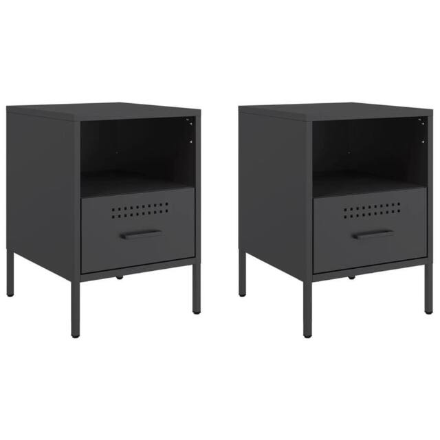 Berkfield Home Bedside Cabinets 2 pcs Black 36x39x50.5 cm Steel - image 1