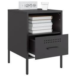 Berkfield Home Bedside Cabinets 2 pcs Black 36x39x50.5 cm Steel - thumbnail 4