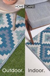 Homescapes Luxury Outdoor Rug Waterproof Reversible for Garden, Blue Mia Aztec - Size: 150 cm x 240 cm - thumbnail 5