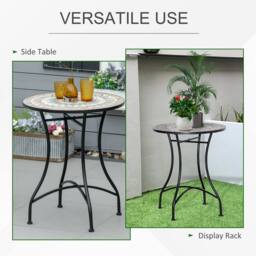 OUTSUNNY 60cm Mosaic Round Bistro Table Outdoor Garden Side Table, Green - thumbnail 5
