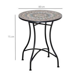 OUTSUNNY 60cm Mosaic Round Bistro Table Outdoor Garden Side Table, Green - thumbnail 3