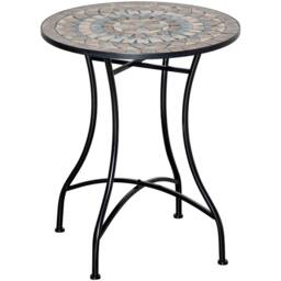 OUTSUNNY 60cm Mosaic Round Bistro Table Outdoor Garden Side Table, Green - thumbnail 2