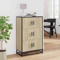 Berkfield Home Highboard Sonoma Oak 68x35x106.5 cm Engineered Wood & Metal in Light Brown - thumbnail 1