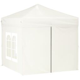 Berkfield Home Folding Party Tent with Sidewalls Cream 2x2 m in Beige - thumbnail 3