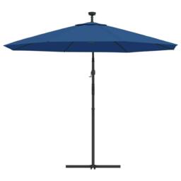 Berkfield Home Cantilever Umbrella with LED Lights & Steel Pole 300 cm Azure in Blue - thumbnail 7